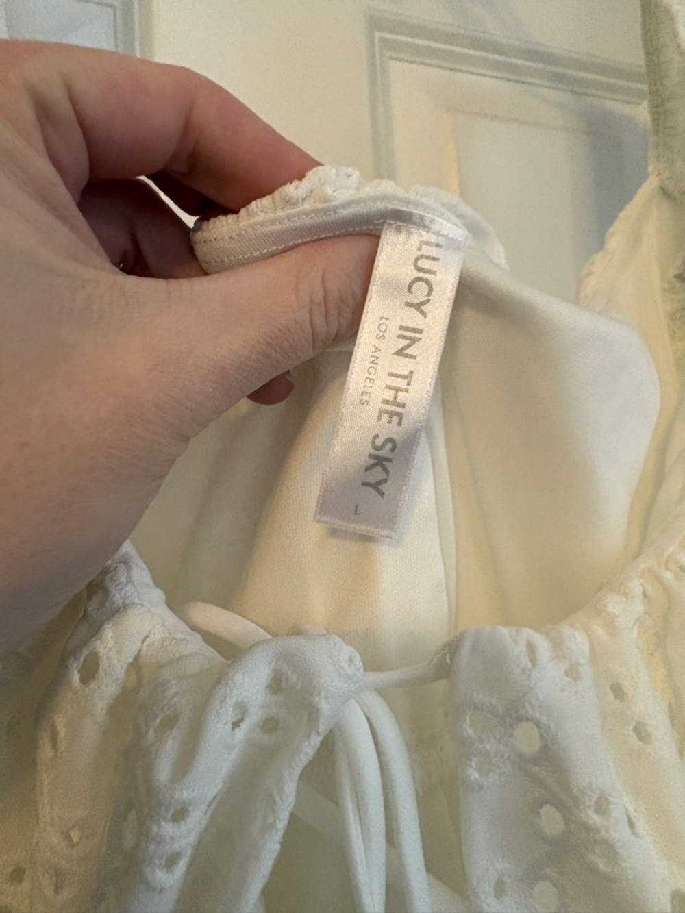 Lucy in the Sky Eyelet Girly Cottagecore Mini White Dress - Picture 5 of 12